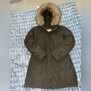 Michael Kors Parka Down Fill Jacket Coat Medium Olive Green